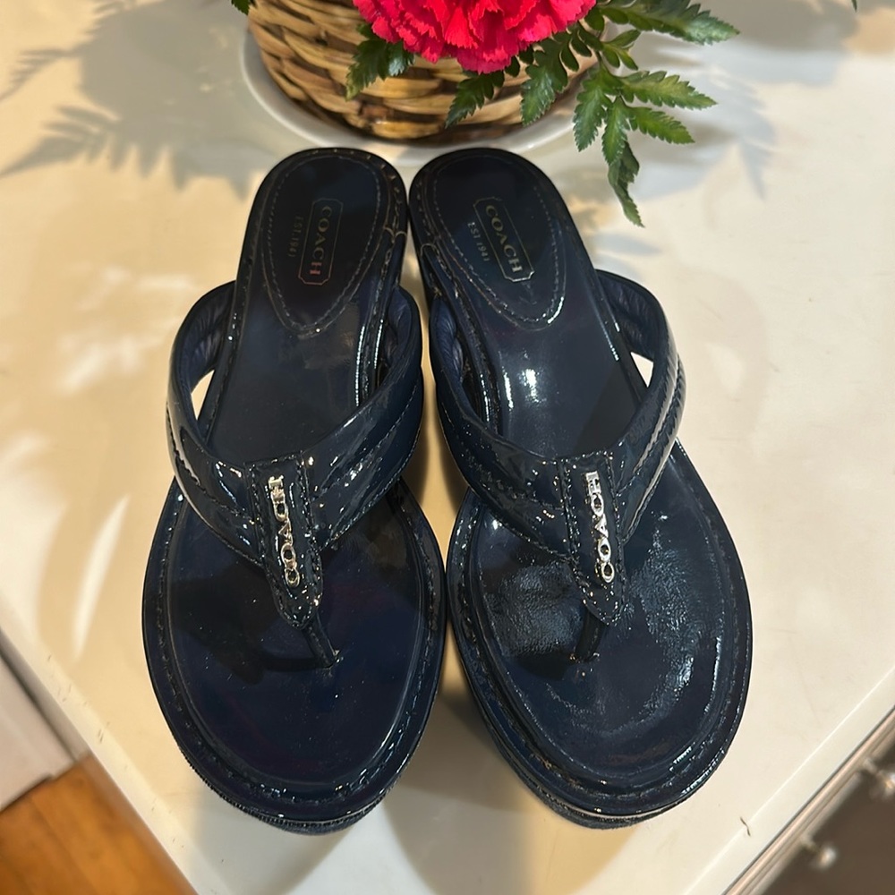Coach platform sandals navy blue size 7